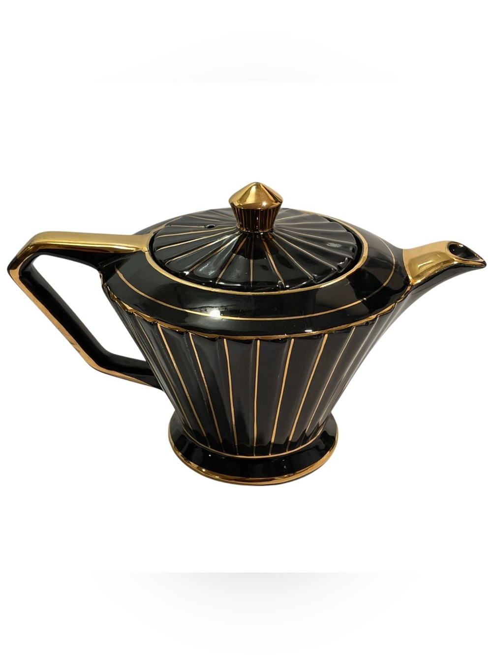 Vintage 1930s Sadler England Black and Gold Teapot - Pattern 2155 PR